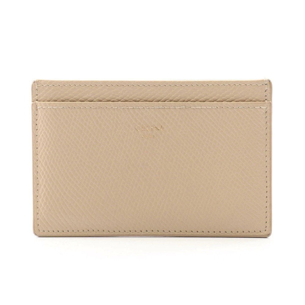 Celine Card Holder Case Leather Beige Tan